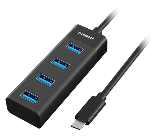 mbeatÂ USB C to 4 Port 3 0 Hub Black-preview.jpg